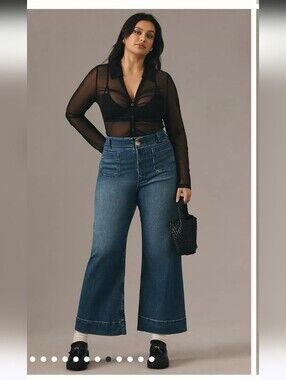 Anthropologie Maeve The Colette High-Rise Wide-Leg Cropped Jeans - Size 34